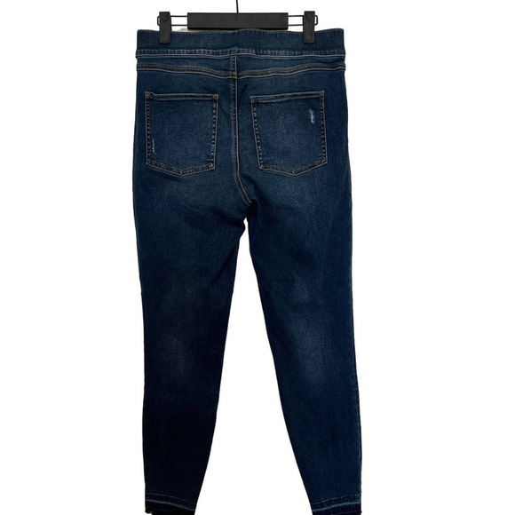 SPANX Distressed Ankle Skinny Released Hem Jeans in Medium Wash Size Large - Picture 7 of 10